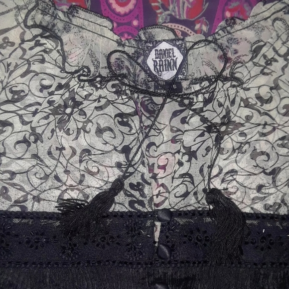 2/$25 Vintage Silk Beaded & Tassels Peasant Boho Gothic Blouse - Picture 3 of 12